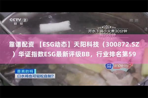 靠谱配资 【ESG动态】天阳科技（300872.SZ）华证指数ESG最新评级BB，行业排名第59